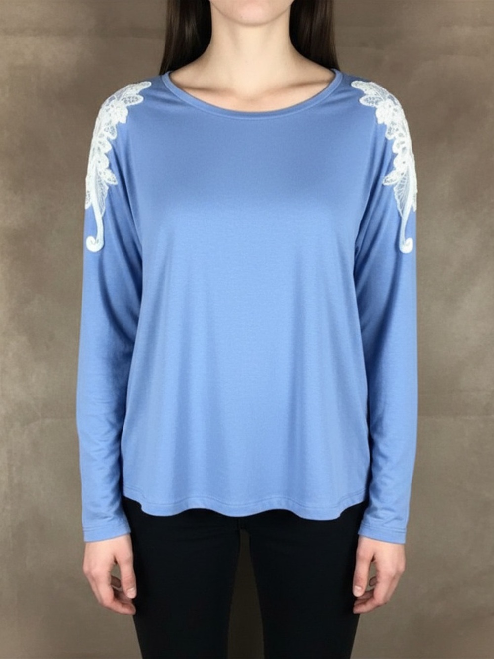 ONE HART Blue Embroidered Long Sleeve Top NWT XL